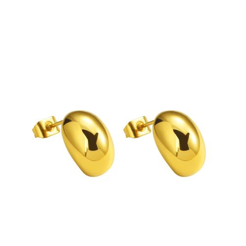 304 Stainless Steel Stud Earring Bean plated fashion jewelry & for woman 9mm Sold By Pair