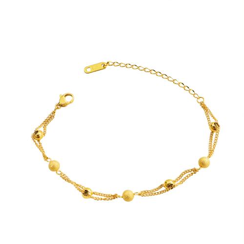 304 Stainless Steel Bracelet with 5cm extender chain gold color plated Double Layer & fashion jewelry & for woman Length Approx 17 cm Sold By PC