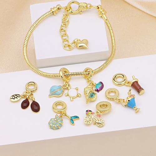 Brass Jewelry Pendants gold color plated DIY & enamel Sold By PC