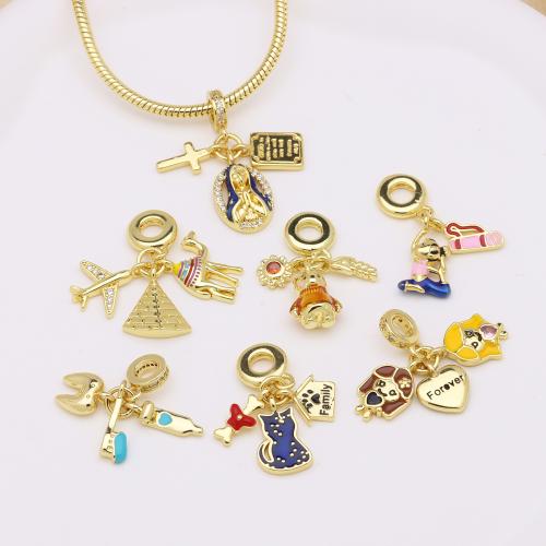 Messing hanger met micro-paved kubieke zirconia's, gold plated, DIY & verschillende stijlen voor de keuze & micro pave zirconia & glazuur, meer kleuren voor de keuze, Verkocht door PC