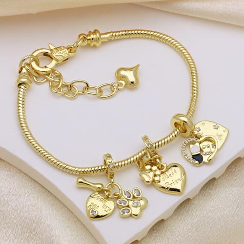 Cubic Zirconia Micro Pave Brass Pendant gold color plated DIY & micro pave cubic zirconia & enamel Sold By PC