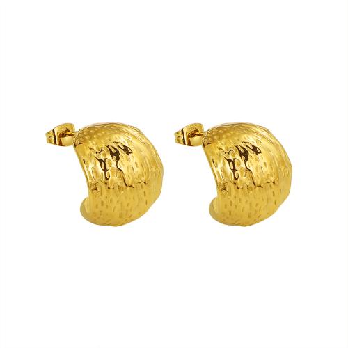 304 Stainless Steel Stud Earring gold color plated fashion jewelry & for woman 16mm Sold By Pair
