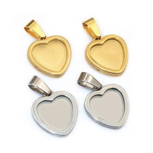 304 Stainless Steel Pendant Setting Heart plated DIY 12mm Sold By PC