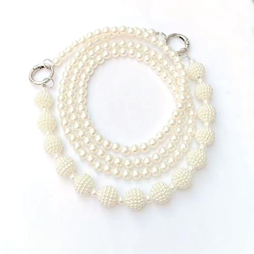Plastic Pearl Cell Phone Chain Bayberry handmade for woman Length Approx 110 cm Sold By Set