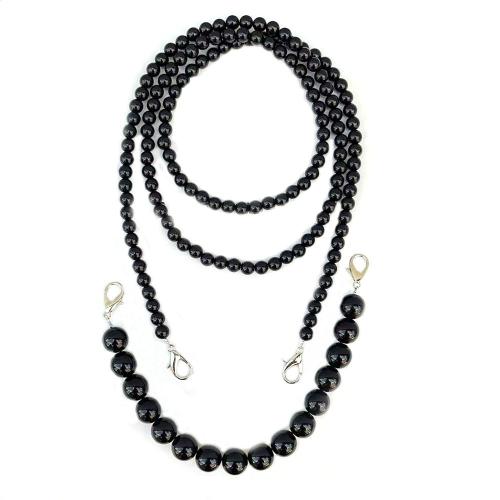 Acrylic Cell Phone Chain with Zinc Alloy Round handmade Unisex black Sold By PC