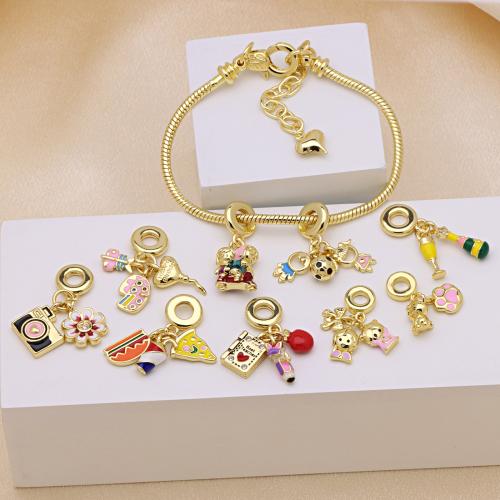 Цирконий Micro Pave латунь подвеска, Латунь, плакирован золотом, DIY & разные стили для выбора & инкрустированное микро кубического циркония & эмаль, Много цветов для выбора, продается PC