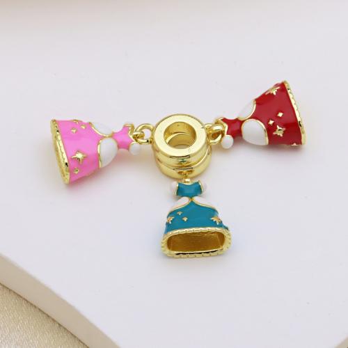 Brass Jewelry Pendants Skirt gold color plated DIY & enamel 24mm Sold By PC