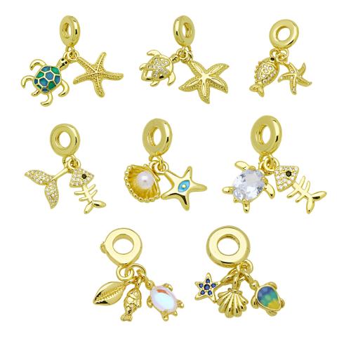 Befestigter Zirkonia Messing Anhänger, goldfarben plattiert, DIY & verschiedene Stile für Wahl & Micro pave Zirkonia & Emaille, keine, verkauft von PC