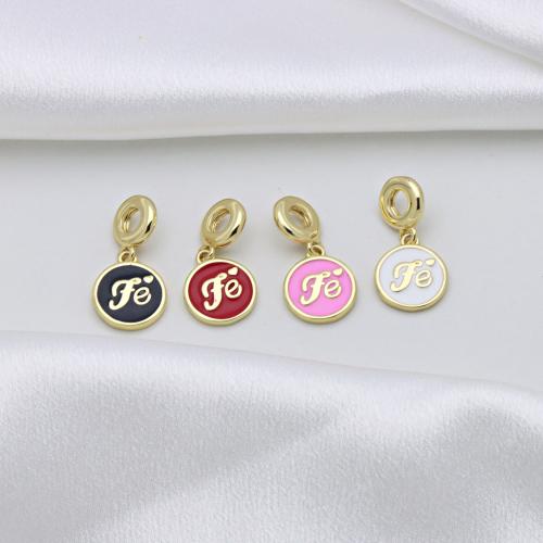 Cúbicos Circonia Colgante Latón Micro pavimenta, metal, chapado en color dorado, Bricolaje & micro arcilla de zirconia cúbica & esmalte, más colores para la opción, 26mm, Vendido por UD