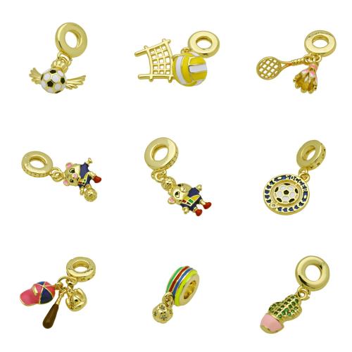 Cirkónia mikro Pave Sárgaréz Medál, arany színű aranyozott, DIY & különböző stílusokat a választás & mikro egyengetni cirkónia & zománc, több színt a választás, Által értékesített PC