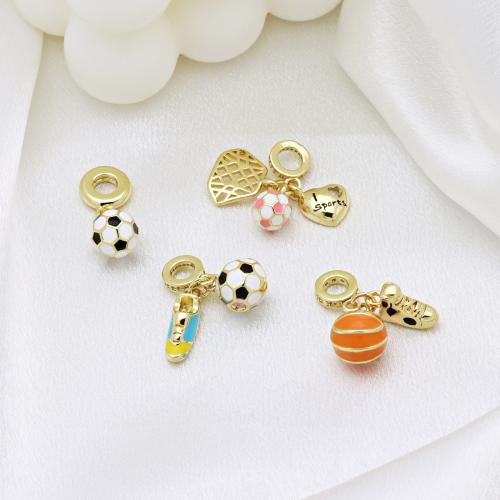 Cirkónia mikro Pave Sárgaréz Medál, arany színű aranyozott, DIY & különböző stílusokat a választás & mikro egyengetni cirkónia & zománc, több színt a választás, Által értékesített PC