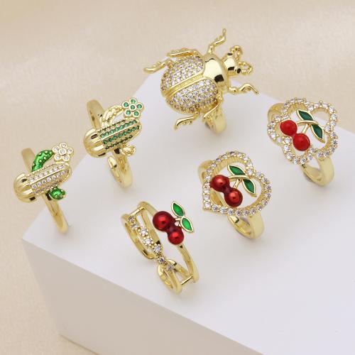 キュービックジルコンマイクロパヴェブラスリング, 銅, ゴールドメッキ, 調節の可能性がある & 異なるスタイルを選択 & マイクロパヴェジルコニア & 女性用 & エナメル, 無色, 売り手 パソコン