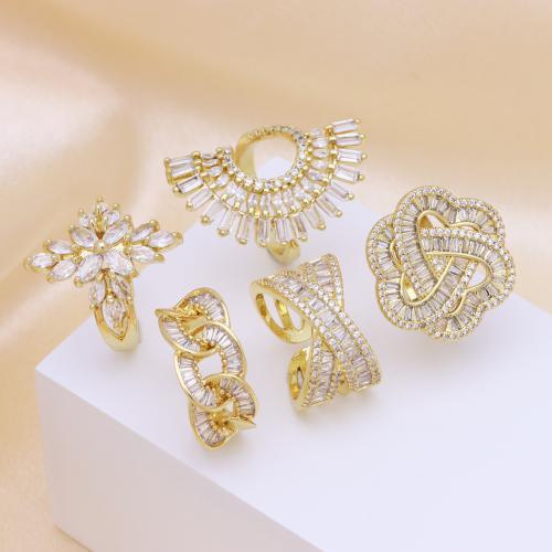 キュービックジルコンマイクロパヴェブラスリング, 銅, ゴールドメッキ, 調節の可能性がある & 異なるスタイルを選択 & マイクロパヴェジルコニア & 女性用, 無色, 売り手 パソコン