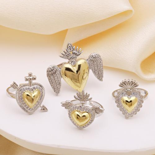 Kubische Zro2-Micro Pave Messingring, Messing, plattiert, einstellbar & verschiedene Stile für Wahl & Micro pave Zirkonia & für Frau, keine, verkauft von PC