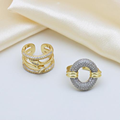 Kubische Zro2-Micro Pave Messingring, Messing, plattiert, einstellbar & verschiedene Stile für Wahl & Micro pave Zirkonia & für Frau, keine, verkauft von PC