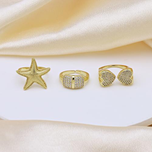 Cubi Circonia Micro Pave anello in ottone, placcato color oro, regolabile & stili diversi per la scelta & Micro spianare cubic zirconia & per la donna, nessuno, Venduto da PC