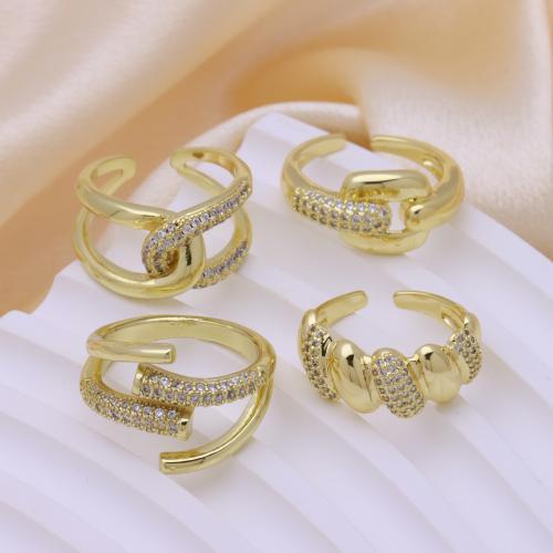 Cubi Circonia Micro Pave anello in ottone, placcato color oro, regolabile & stili diversi per la scelta & Micro spianare cubic zirconia & per la donna, nessuno, Venduto da PC