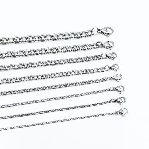 Stainless Steel Chain halskæde, 304 rustfrit stål, elektrolysning, forskellige længde for valg & Unisex & forskellig størrelse for valg, oprindelige farve, Solgt af PC