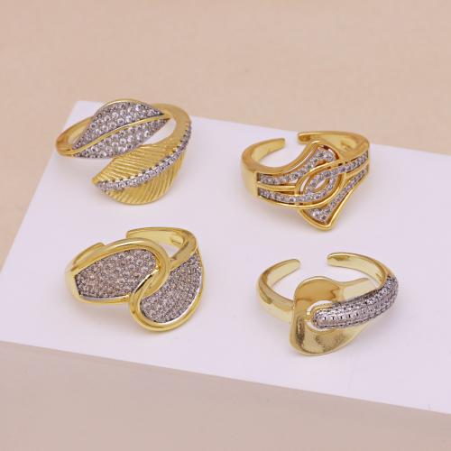 キュービックジルコンマイクロパヴェブラスリング, 銅, メッキ, 異なるスタイルを選択 & マイクロパヴェジルコニア & 女性用, 無色, 売り手 パソコン