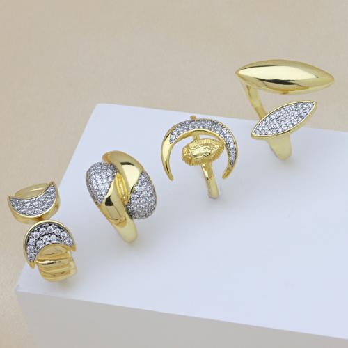 キュービックジルコンマイクロパヴェブラスリング, 銅, メッキ, 異なるスタイルを選択 & マイクロパヴェジルコニア & 女性用, 無色, 売り手 パソコン