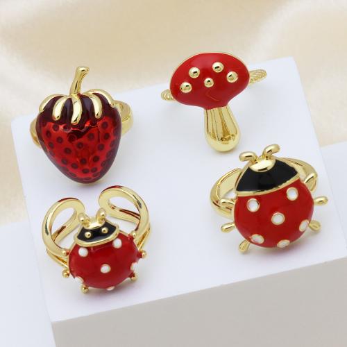 Ring Finger mosiądz, Powlekane, różne style do wyboru & dla kobiety & emalia, dostępnych więcej kolorów, sprzedane przez PC