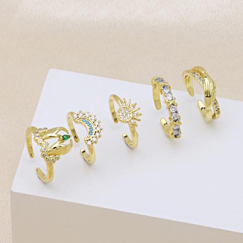 キュービックジルコンマイクロパヴェブラスリング, 銅, メッキ, 異なるスタイルを選択 & マイクロパヴェジルコニア & 女性用, 無色, 売り手 パソコン