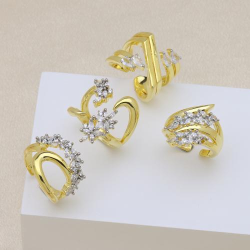 キュービックジルコンマイクロパヴェブラスリング, 銅, メッキ, 異なるスタイルを選択 & マイクロパヴェジルコニア & 女性用, 無色, 売り手 パソコン