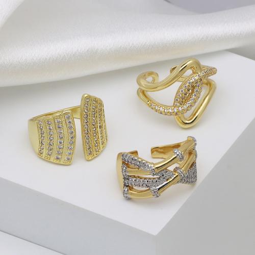 キュービックジルコンマイクロパヴェブラスリング, 銅, メッキ, 異なるスタイルを選択 & マイクロパヴェジルコニア & 女性用, 無色, 売り手 パソコン