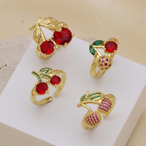 Kubieke Circonia Micro Pave Brass Ring, Messing, plated, verstelbaar & verschillende stijlen voor de keuze & micro pave zirconia & voor vrouw, meer kleuren voor de keuze, Verkocht door PC