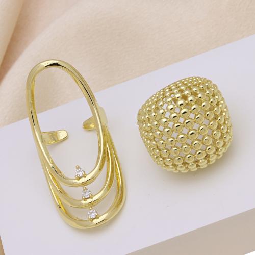 Kubieke Circonia Micro Pave Brass Ring, Messing, gold plated, verstelbaar & verschillende stijlen voor de keuze & micro pave zirconia & voor vrouw, meer kleuren voor de keuze, Verkocht door PC