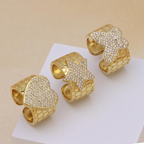 Kubieke Circonia Micro Pave Brass Ring, Messing, gold plated, verstelbaar & verschillende stijlen voor de keuze & micro pave zirconia & voor vrouw, meer kleuren voor de keuze, Verkocht door PC