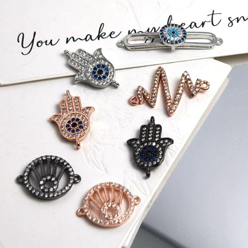 Kubické zirkonie Mikro dláždí mosazná přípojka, Mosaz, DIY & různé styly pro výběr & micro vydláždit kubické zirkony, connector size 10-30mm, Prodáno By PC