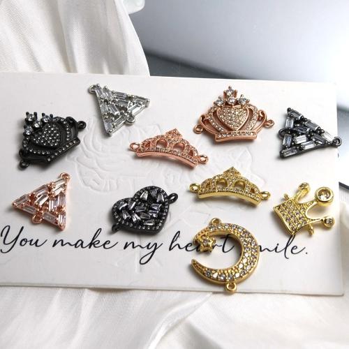 Kubické zirkonie Mikro dláždí mosazná přípojka, Mosaz, DIY & různé styly pro výběr & micro vydláždit kubické zirkony, connector size 10-20mm, Prodáno By PC