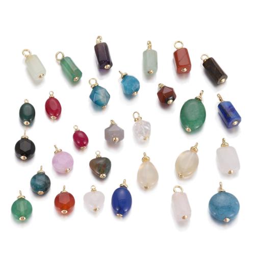 Gemstone Pendants Jewelry Brass with Gemstone Geometrical Pattern gold color plated DIY Sold By PC