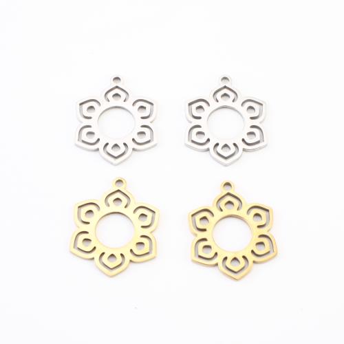 Přívěšek květina z nerezové oceli, 304 Stainless Steel, á, DIY & dutý, více barev na výběr, 19x15x1mm, 20PC/Lot, Prodáno By Lot