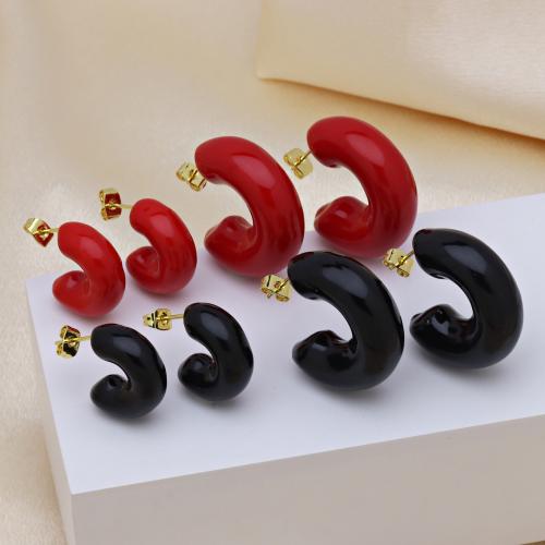 ορείχαλκος Stud σκουλαρίκι, Ορείχαλκος, χρώμα επίχρυσο, διαφορετικό μέγεθος για την επιλογή & για τη γυναίκα & σμάλτο, περισσότερα χρώματα για την επιλογή, Sold Με Ζεύγος