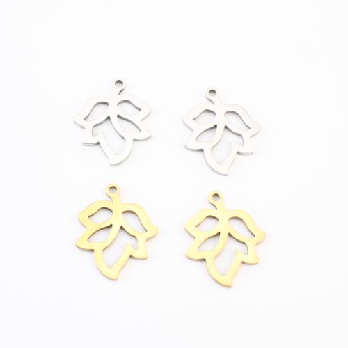 Rostfritt stål Smycken Hängen, 304 rostfritt stål, Leaf, plated, DIY & ihålig, fler färger för val, 18x14x1mm, 20PC/Lot, Säljs av Lot