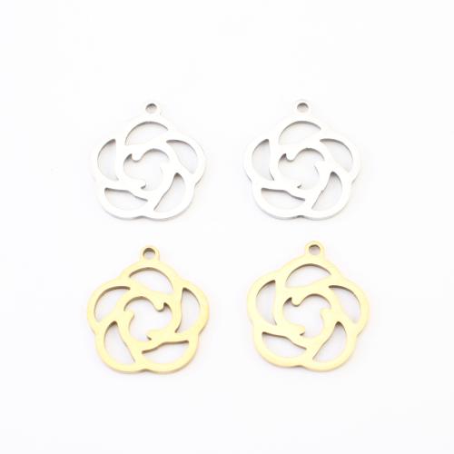Stainless Steel Flower Pendant 304 Stainless Steel plated DIY & hollow Sold By Lot