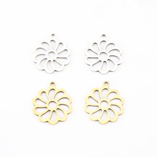 Stainless Steel Flower Pendant 304 Stainless Steel plated DIY & hollow Sold By Lot