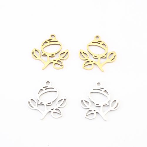 Stainless Steel Flower Pendant 304 Stainless Steel plated DIY & hollow Sold By Lot