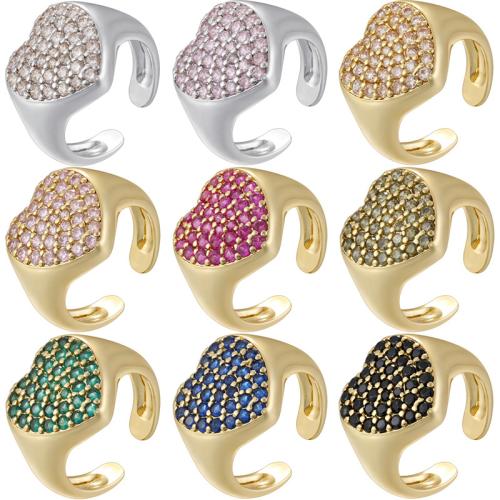 Brass Cuff Finger Ring Heart gold color plated for woman & with rhinestone US Ring .5 Sold By PC