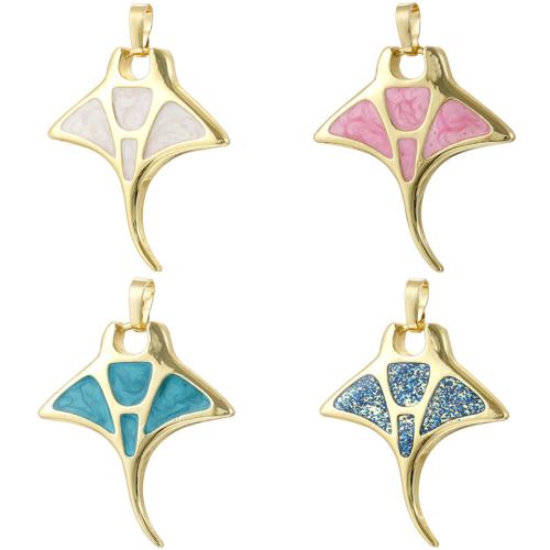 Brass Jewelry Pendants Fish gold color plated DIY & enamel Sold By PC