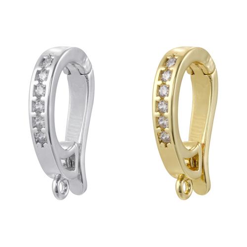 Messing smykker Bails, forgyldt, du kan DIY & Micro Pave cubic zirconia, flere farver til valg, 9.50x17mm, Solgt af PC