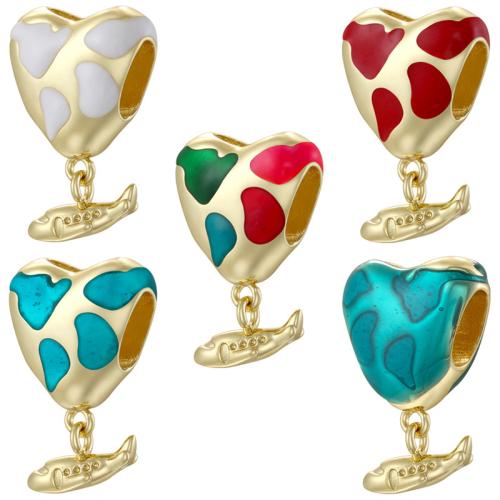 Brass Heart Pendants gold color plated DIY & enamel Sold By PC