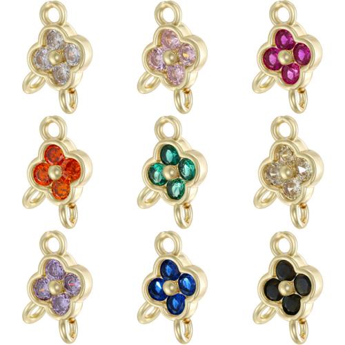 Cubic Zirconia Micro Pave Brass Pendant Four Leaf Clover plated DIY & micro pave cubic zirconia Sold By PC