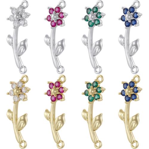Cubic Zirconia Micro Pave Brass Pendant Flower plated DIY & micro pave cubic zirconia Sold By PC