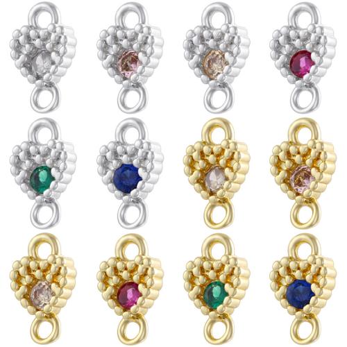 Cubic Zirconia Micro Pave Brass Connector Heart plated DIY & micro pave cubic zirconia Sold By PC