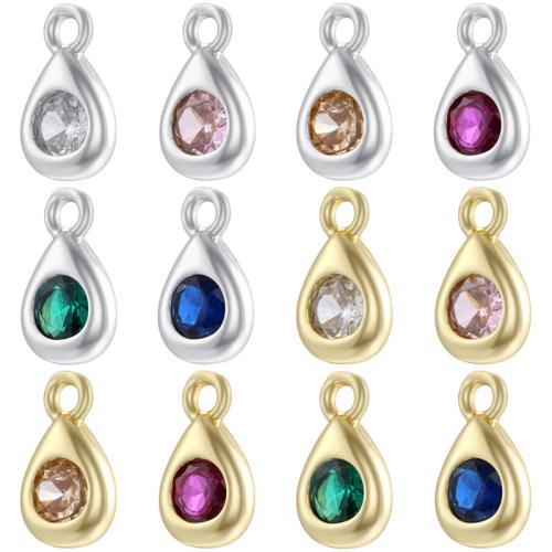 Cubic Zirconia Brass Pendants Teardrop plated DIY & micro pave cubic zirconia Sold By PC