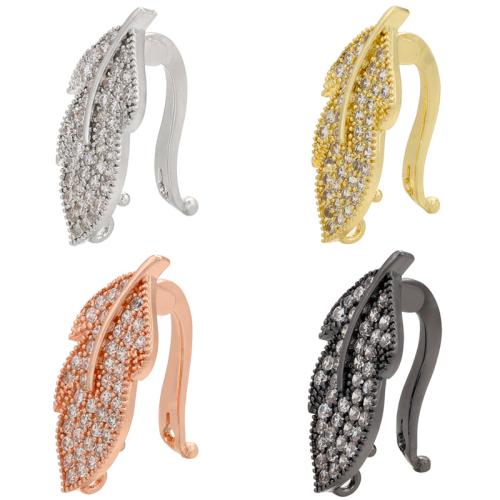 Brass Jewelry Clasps Leaf plated DIY & micro pave cubic zirconia Sold By PC