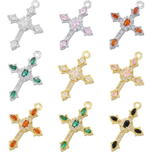 Cubic Zirconia Micro Pave Brass Pendant Cross plated DIY & micro pave cubic zirconia Sold By PC